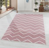 Laagpolig vloerkleed - Smoothly Weave Roze Wit 160x230cm