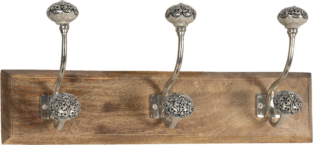 Wandkapstok 44x10x17 cm Bruin Grijs Hout