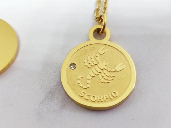 Mei's | Lacy Zodiac Chain ketting | dames ketting / Sterrenbeeld Schorpioen - Scorpio / sieraad dames | Stainless Steel / 316L Roestvrij Staal / Chirurgisch Staal / 18 K Goud / Zirkonia | goud / 45 - 50 cm