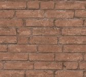 Steen tegel behang Profhome 377471-GU vliesbehang glad met natuur patroon mat bruin oranje 5,33 m2