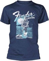 Fender Heren Tshirt -S- Mustang Girl Blauw