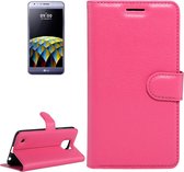 Voor LG X Cam Litchi Texture horizontale flip lederen tas met houder & kaartsleuven & portemonnee (magenta)