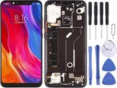 Lcd-scherm en digitizer volledige montage met frame en zijtoetsen voor Xiaomi Mi 8 (zwart)