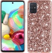 Voor Galaxy A71 Plating Glittery Powder schokbestendige TPU-beschermhoes (rose goud)