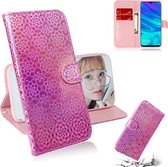 Voor Huawei Enjoy 9s / Honor 10i / 20i Effen kleur Kleurrijke magnetische gesp Horizontale flip PU lederen tas met houder & kaartsleuven & portemonnee & draagkoord (roze)
