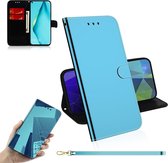 Voor Huawei P40 lite Lmitated Mirror Surface Horizontal Flip Leather Case met houder & kaartsleuven & Wallet & Lanyard (blauw)