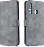 Voor Huawei Honor 10 Lite Diaobaolee Pure Fresh Grain Horizontale Flip Leather Case met houder & kaartsleuven (grijs)
