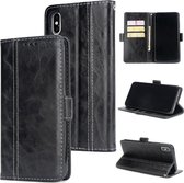 Voor iPhone XS / X Retro textuur Contrastkleur Splicing Horizontaal Flip TPU + PU lederen tas met kaartsleuven & houder & portemonnee (zwart)