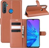 Voor OPPO Realme 5 Litchi Texture horizontale flip lederen tas met portemonnee en houder en kaartsleuven (bruin)