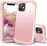 Voor iPhone 11 pc + siliconen driedelige anti-drop mobiele telefoon beschermende bback-cover (rosÃ©goud)