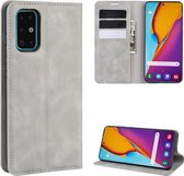 Voor Galaxy S20 + Retro-skin Zakelijk magnetisch zuignap met houder & kaartsleuven & portemonnee (grijs)