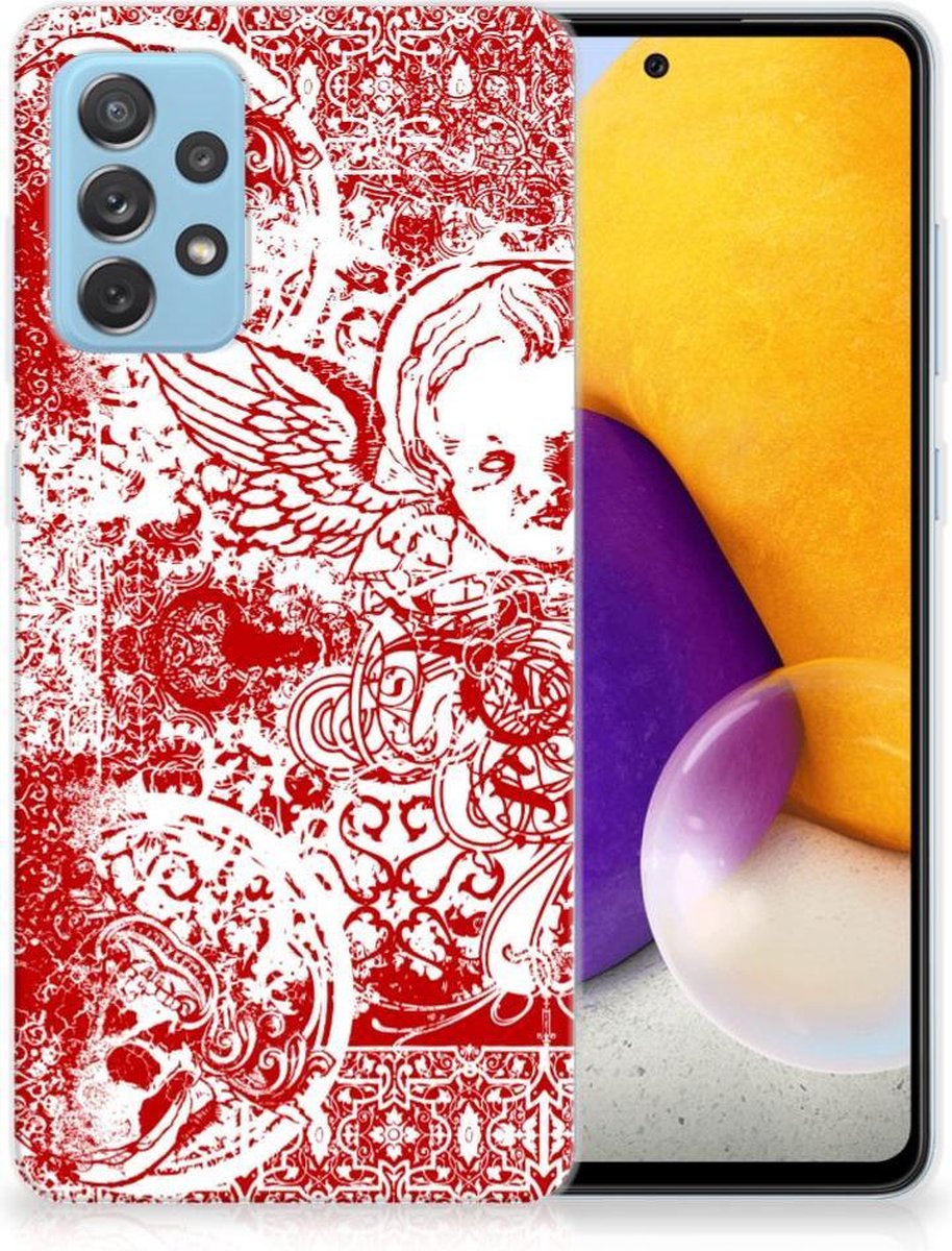 Silicone Back Case Samsung Galaxy A72 Angel Skull Rood