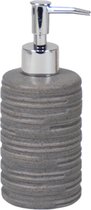 Zeeppompje/zeepdispenser grijs keramiek 18 cm - Navulbare zeep houder - Toilet/badkamer accessoires
