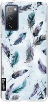 Casetastic Samsung Galaxy S20 FE 4G/5G Hoesje - Softcover Hoesje met Design - Feathers Blue Print
