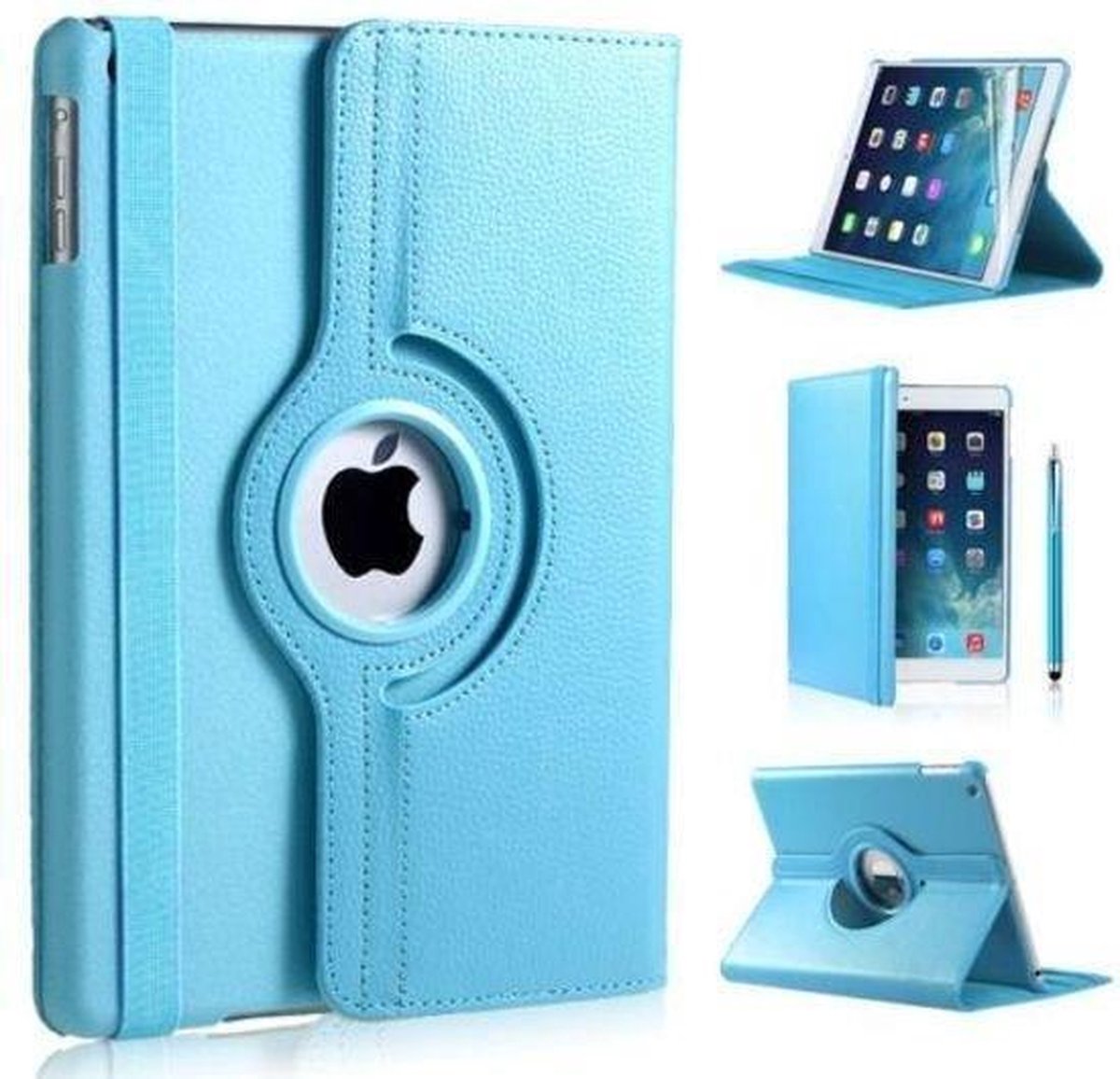 IPADAIR/AIR2/NEW IPAD 2017/2018 DRAAIBAAR LICHTBLAUW + stylus pen