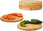 Relaxdays ontbijtplanken set - 30 cm diameter- snijplank bamboe serveerplank - keukenplank - Pak van 6
