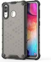 Schokbestendige honingraat pc + tpu case voor Galaxy A30 (zwart)