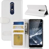 PU + TPU Crazy Horse Texture horizontale flip lederen case voor Nokia 5.1, met portemonnee en houder en kaartsleuven (wit)