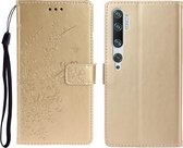 Let op type!! Voor Xiaomi Note10 / Note10 Pro Plum Blossom Patroon Links en Rechts Flip Lederen Hoes met Bracket & Card Slot & Wallet & Lanyard (Golden)