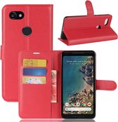Voor Google Pixel 2 XL Litchi Texture horizontale flip lederen tas met houder & kaartsleuven & portemonnee (rood)