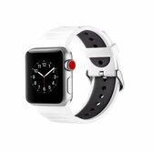 Concavo Convex siliconen horlogeband voor Apple Watch Series 3 & 2 & 1 42 mm (wit + zwart)