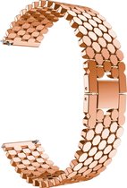 Bandje Voor Garmin Vivoactive Vis Stalen Schakel Band - Rose Goud (Roze) - Maat: 22mm - Horlogebandje, Armband