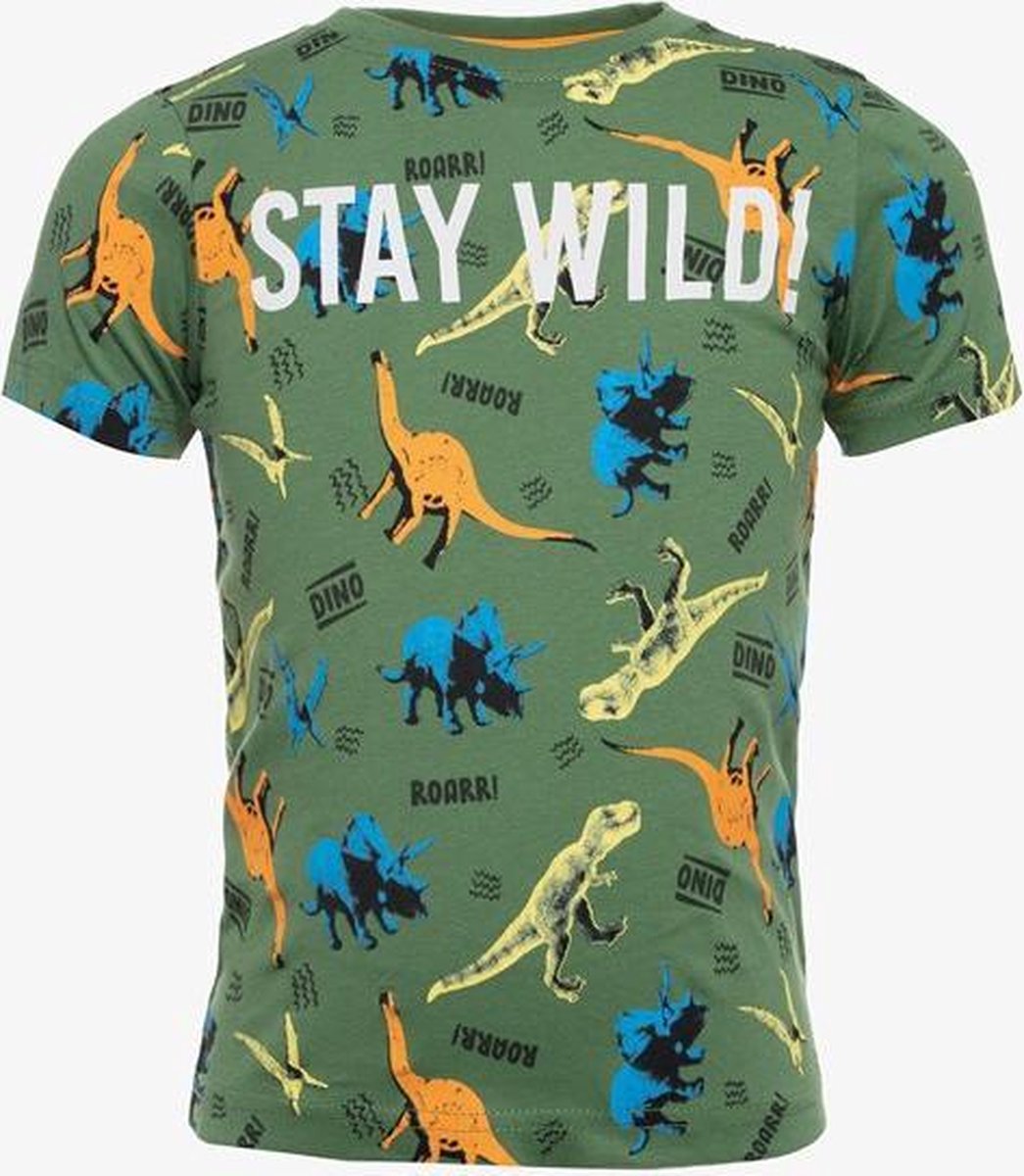 TwoDay jongens T-shirt met dino print - Groen - Maat 98/104