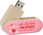 Hout twister usb stick 8gb moederdag cadeautjes model 1031 – de liefste mama van de wereld, cadeau voor moeder, cadeau moeder, cadeau moederdag, cadeau voor mama, leuke moederdag c