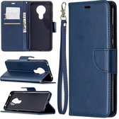 Voor Nokia 5.3 Retro Lambskin Texture Pure Color Horizontale Flip PU Leather Case met houder & kaartsleuven & portemonnee & Lanyard (blauw)