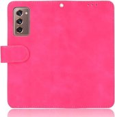 Voor Samsung Galaxy Z Fold2 5G Effen Kleur Huidgevoel Magnetische Gesp Horizontale Flip Kalftextuur PU Lederen Case met Houder & Kaartsleuven & Portemonnee (Rose Rood)