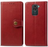 Voor Xiaomi Redmi 10X 4G / Redmi Note 9 Retro effen kleur lederen gesp telefoonhoes met lanyard & fotolijst & kaartsleuf & portemonnee & standaardfunctie (rood)