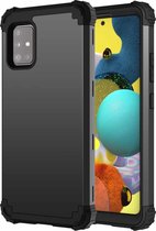 Voor Samsung Galaxy A51 5G pc + siliconen driedelige schokbestendige beschermhoes (zwart)