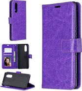 Voor Sony Xperia 5 Crazy Horse Texture Horizontale Flip Leren Case met Houder & Kaartsleuven & Portemonnee & Fotolijst (Paars)