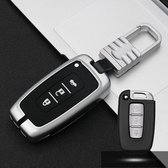 Auto Lichtgevende All-inclusive Zinklegering Sleutel Beschermhoes Sleutel Shell voor Hyundai E Style Smart 3-knops (Zilver)