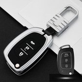 Auto lichtgevende all-inclusive zinklegering sleutel beschermhoes sleutel shell voor hyundai c stijl vouwen 3-knop (zilver)