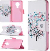 Voor Nokia 5.3 Gekleurde tekening patroon Horizontale flip lederen tas met houder & kaartsleuven & portemonnee (kleine boom)
