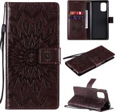 Voor OnePlus 8T Sun Embossing Pattern Horizontale Flip Leather Case met Card Slot & Holder & Wallet & Lanyard (Brown)