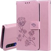 Voor Xiaomi Mi A3 Rose reliëf horizontale flip PU lederen tas met houder & kaartsleuven & portemonnee (rose goud)