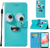 Voor Samsung Galaxy A32 5G Cross Texture Painting Pattern Horizontale Flip Leather Case met houder & kaartsleuven & portemonnee & lanyard (Big-eye Monster)