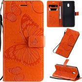 Voor Xiaomi Redmi 8A Pressed Printing Butterfly Pattern Horizontale Flip PU Leather Case met houder & kaartsleuven & portemonnee & Lanyard (oranje)