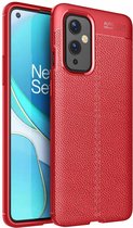 Voor OnePlus 9 Litchi Texture TPU schokbestendig hoesje (rood)