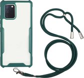Voor Huawei P40 acryl + kleur TPU schokbestendig hoesje met nekkoord (donkergroen)