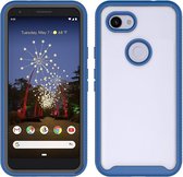 Voor Google Pixel 3a Starry Sky Solid Color Series schokbestendige pc + TPU beschermhoes (marineblauw)