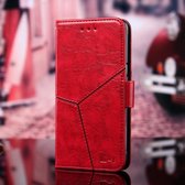 Voor Geschikt voor Xiaomi Redmi 9A Geometrische stiksels Horizontale flip TPU + PU lederen tas met houder & kaartsleuven en portemonnee (rood)