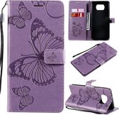 Voor Xiaomi Poco X3 NFC 3D Vlinders Embossing Patroon Horizontale Flip Leren Case met Houder & Kaartsleuf & Portemonnee (Paars)