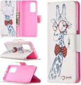 Voor Xiaomi Mi 10T / 10 Pro 5G Gekleurd tekeningpatroon Horizontale flip lederen tas met houder & kaartsleuven & portemonnee (Giraffe)