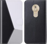 Voor Motorola Moto G7 Play Tricolor Stitching Horizontale Flip TPU + PU lederen tas met houder & kaartsleuven en portemonnee (zwart)