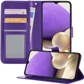 Samsung A32 5G Hoesje Book Case Hoes - Samsung Galaxy A32 5G Case Hoesje Wallet Cover - Samsung Galaxy A32 5G Hoesje - Paars