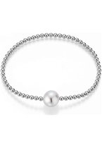 Adriana  zilverarmband 925 rhodiniert SW ronde Wit 9-12mm Romantica R183