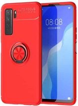 Voor Huawei Nova 7 SE Lenuo schokbestendige TPU beschermhoes met onzichtbare houder (rood)